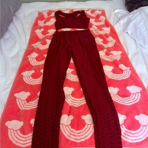 Women's Red Textured Pants